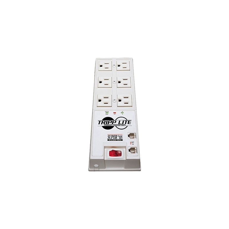 Tripp Lite 6 Outlet Surge Protector Power Strip, 6ft Cord, Right-Angle Plug, Tel/DSL Protection, RJ11, 50,000 INSURANCE (TR-6FM)