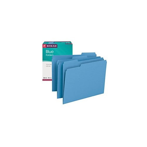 Smead File Folder, 1/3-Cut Tab, Letter Size, Blue, 100 per Box (12043)