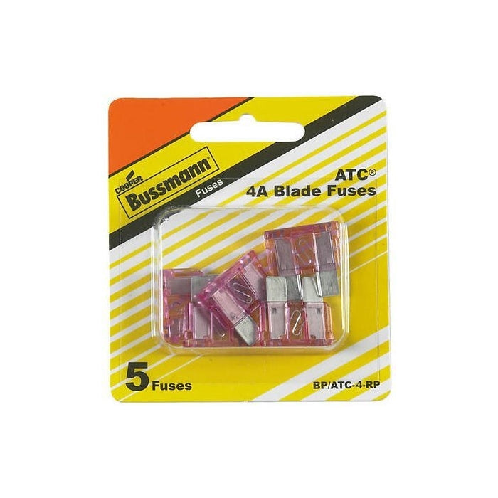 Bussmann ATC-4 Pink ATC 4 Amp Fast-Acting Automotive Blade Fuses - 5 Pack