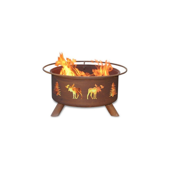 Patina Products F108,30 Inch Moose & Trees Fire Pit