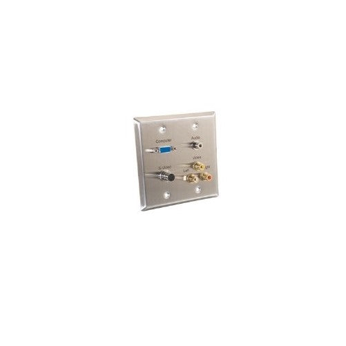 C2G/Cables to Go 40968 Double Gang HD15 Composite Video and Stereo Audio Wall Plate (Stainless Steel)