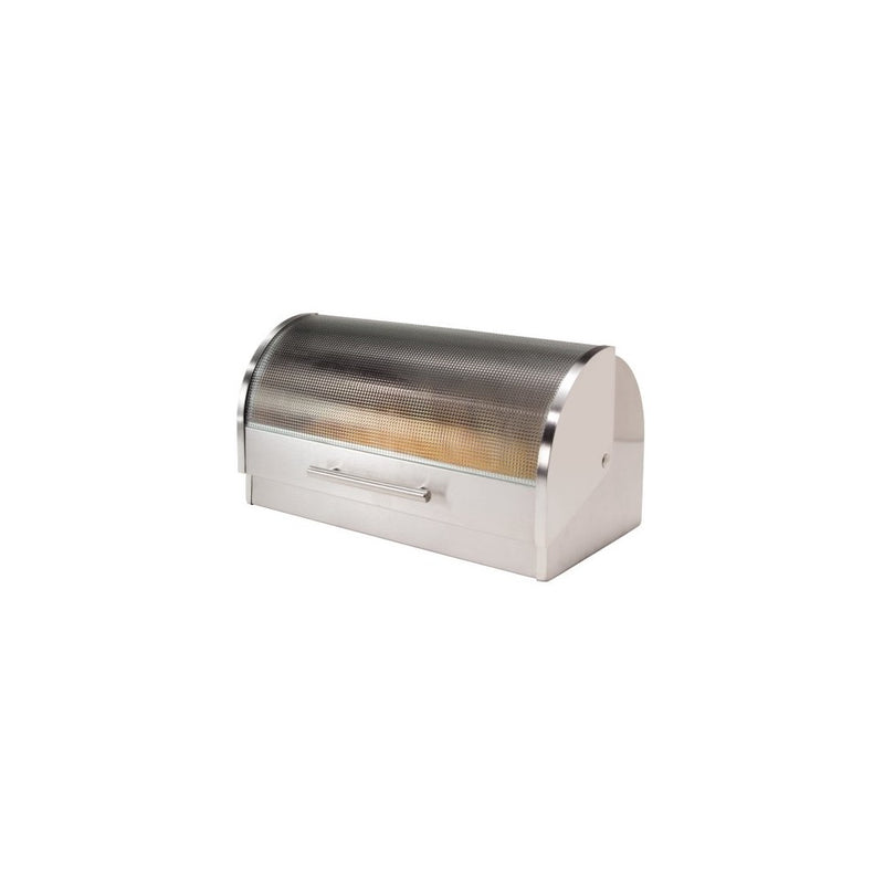 Oggi Stainless Steel Roll Top Bread Box with Tempered Glass Lid