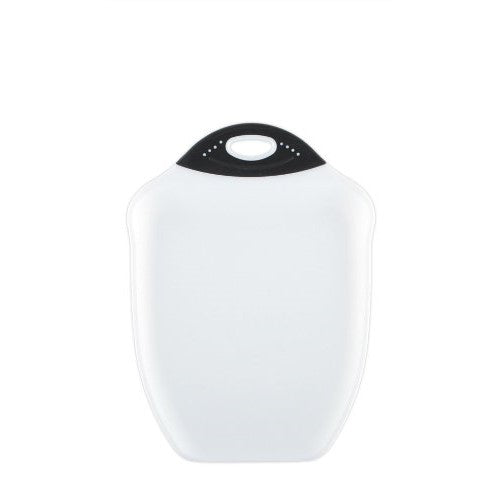 Dexas Chop & Scoop Cutting Board, 9.5 by 13 inches, White with Black Handle