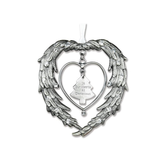 Remembrance Ornament "In Our Hearts At Christmas" Angels Wings Jeweled Accents