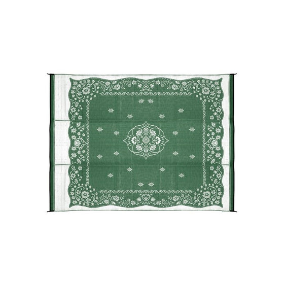 Camco 42850 Reversible Outdoor Mat (9' x 12', Green Oriental)