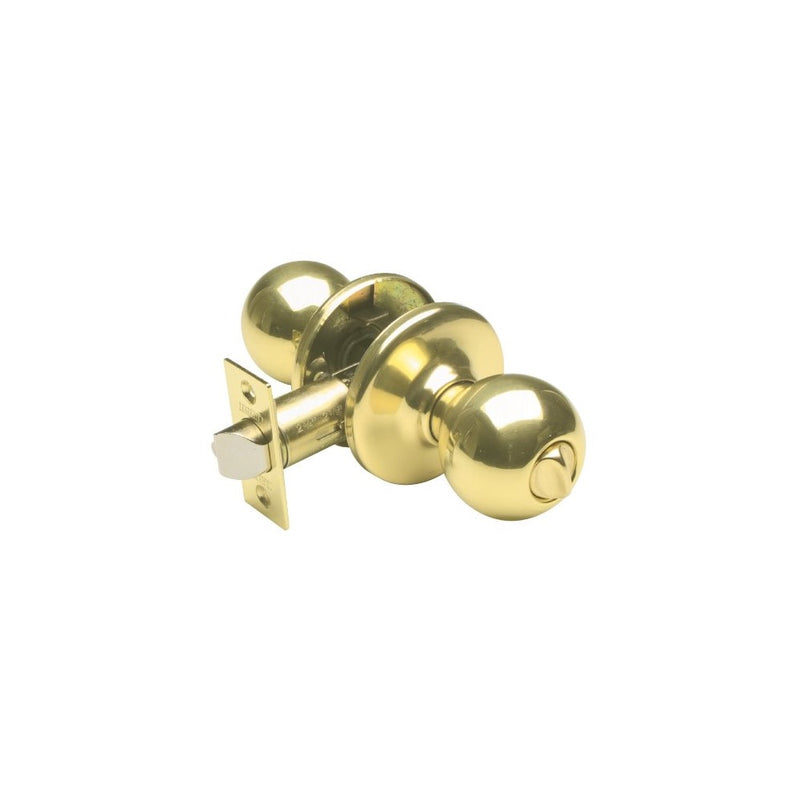 Legend 809062 Ball Style Door Knob Privacy Bed and Bath Lockset, US3 Polished Brass Finish