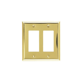 Amerelle 163RRBR Traditional Steel Wallplate with 2 Rocker, Polished Brass