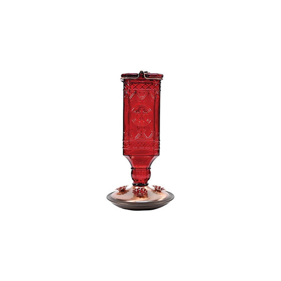 Perky-Pet 8116-2 Red Square Antique Bottle Glass Hummingbird Feeder