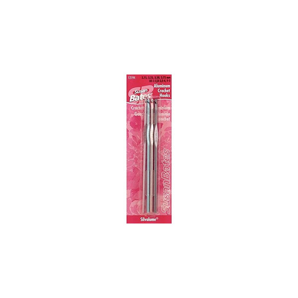 Susan Bates Silvalume Aluminum Crochet Hook, Set of 4