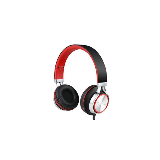 Intone Ms200 Stereo Low Bass Folding and Adjustable Headphone Earbuds - Black / Red