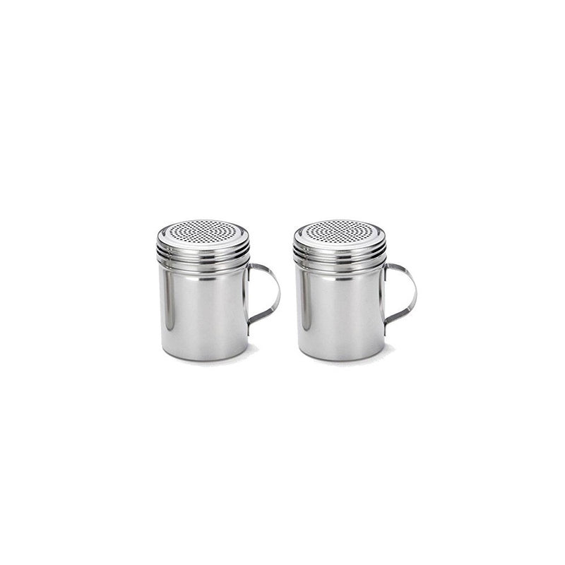Great Credentials Stainless Steel Versatile Dredge Shaker, Salt, Sugar, Shakers 10 Oz. Each Set of 2 (With Handle)