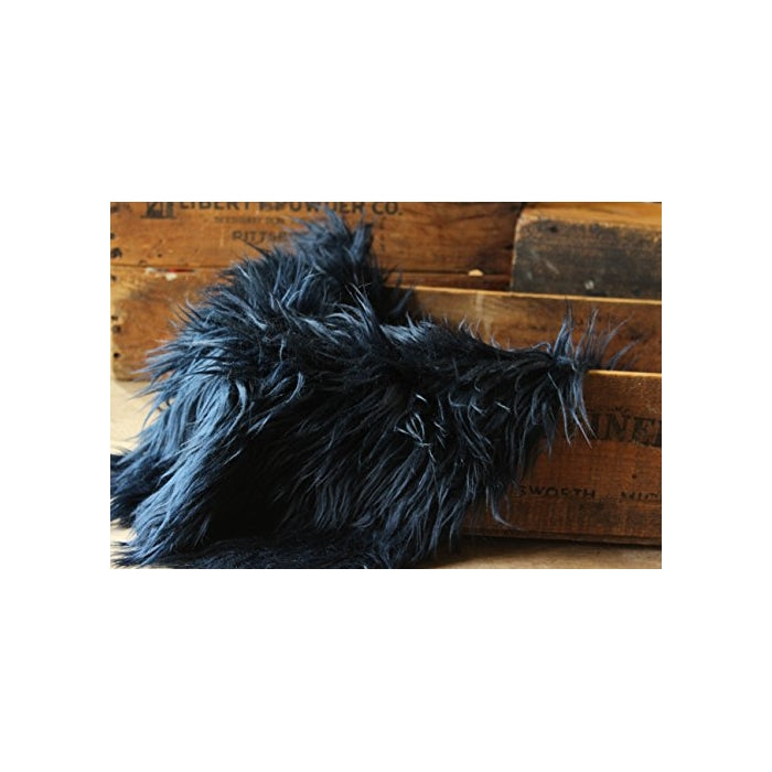 Faux Mongolian Fur photography prop, Newborn prop, Basket Stuffer, Layering Blanket, Rug (Small, 18"x20", Navy)