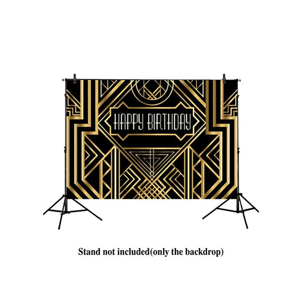 Allenjoy 8x6ft photography backdrops Great Gatsby Birthday Adults children party black and gold golden banner photo studio booth background newborn baby shower photocall