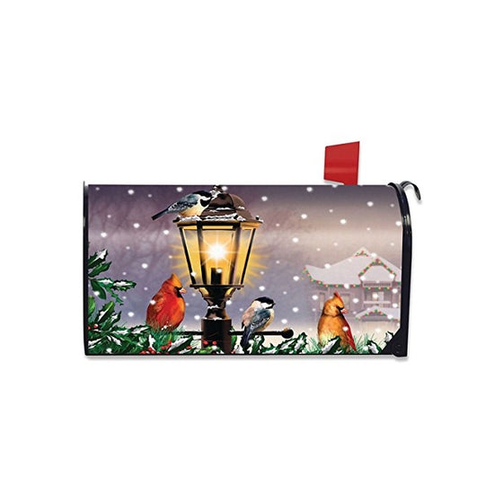 The Gathering Winter Large Mailbox Cover Lamp Post Cardinal Pair Oversized