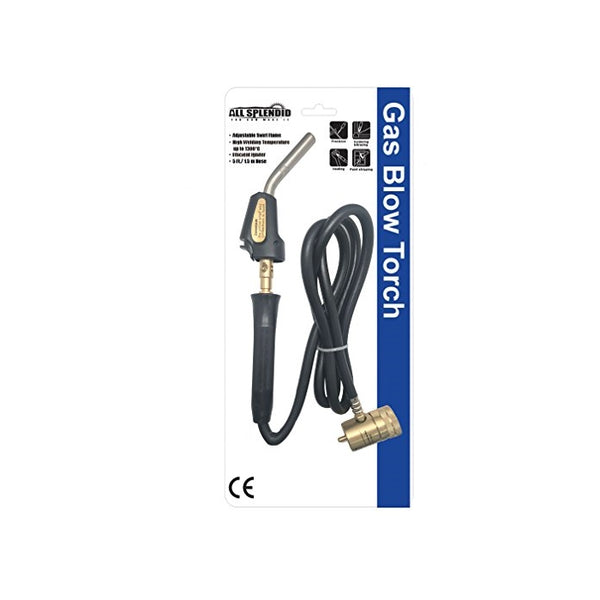 All Splendid Self-Lighting Adjustable Swirl Flame Heavy-Duty Trigger-Start MAPP Propane Blow Torch (Stainless Steel Tip OD 0.4 in (9.8 mm), With 5 Ft./1.5 m hose)