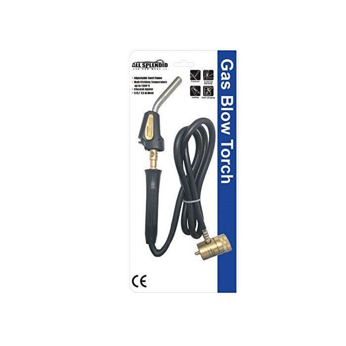All Splendid Self-Lighting Adjustable Swirl Flame Heavy-Duty Trigger-Start MAPP Propane Blow Torch (Stainless Steel Tip OD 0.4 in (9.8 mm), With 5 Ft./1.5 m hose)
