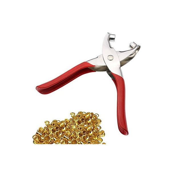 BlueSunshine 100pcs 4mm Brass Eyelets and Setting Pliers Kit For Leather, Canvas, All Fabrics Clothes, Shoes, Belts, Bags, Crafts