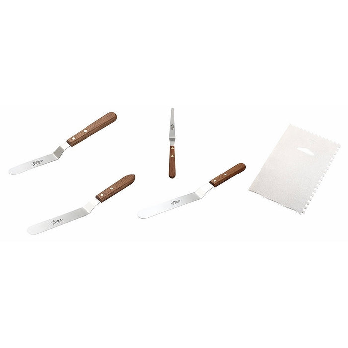 Ateco 5 Pc. Wood Handle Spatula Set With Smoother