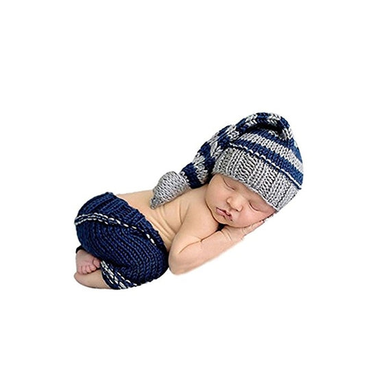 Infant Newborn Baby Photo Props Girl Boy Clothes Crochet Knit Stripe Hat Shorts Photography Props Outfits Costume