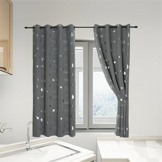 Anjee Silver Star Curtains for Kids Room by (2 Panels), Thermal Insulated Blackout Curtains Perfect for Space Themed Room Décor (Light Blocking and Noise Reducing), W52 x L63 Inches, Space Grey