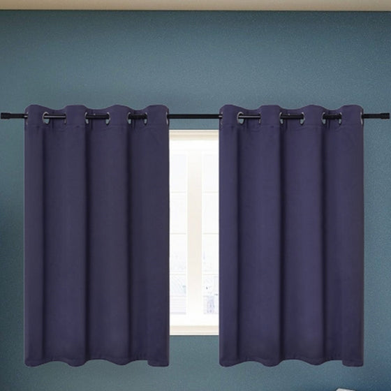 Anjee Small Kitchen Curtains by (2 Panels, W52 x L45 Inches), Grommet Thermal Insulated Blackout Curtains for Kitchen, Kids Room and Toilet, Navy Blue