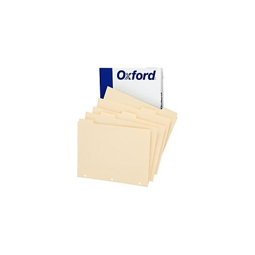 Oxford Blank Write-On Tab Dividers for Binders, Three-Hole Punched Index, 5-Tab, Manila, Box of 100 (13V)