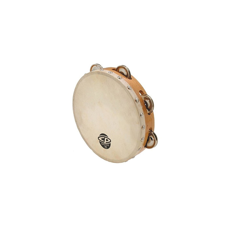 CP378 8" Wood Tambourine, Headed, Single Row Jingles
