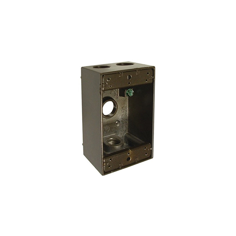 Hubbell-Bell 5321-2 Single Gang Weatherproof Box with 4-1/2-Inch Outlets, Bronze