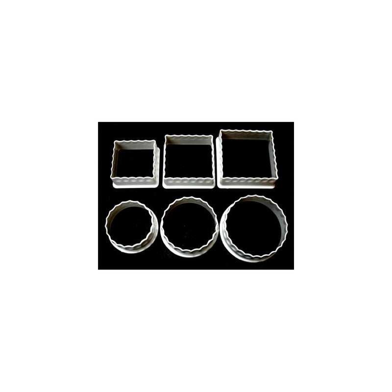 1 X 6 Plastic Fluted Cookie Cutters Square Round Assorted Biscuit by Al-De-Chef