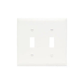 Pass & Seymour TPJ2WCC10 2 Gang 2 Toggle Opening Wall Plate, Nylon, White