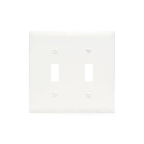 Pass & Seymour TPJ2WCC10 2 Gang 2 Toggle Opening Wall Plate, Nylon, White