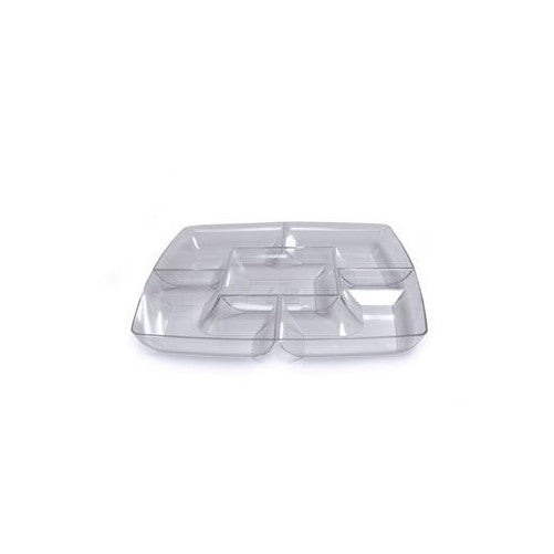 Maryland Plastics Clear Square Plastic Compartment Serving Tray 12-Inch