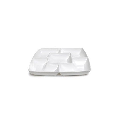 White Square Plastic Compartment Serving Tray 12-inch by Maryland Plastics