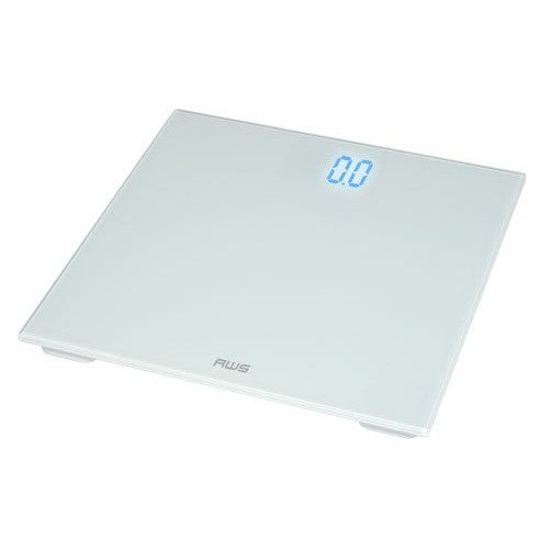 American Weigh Scales ZT-150-WT Digital Glass Top Bathroom Scale with Blue LCD and 330-Pound Capacity, White