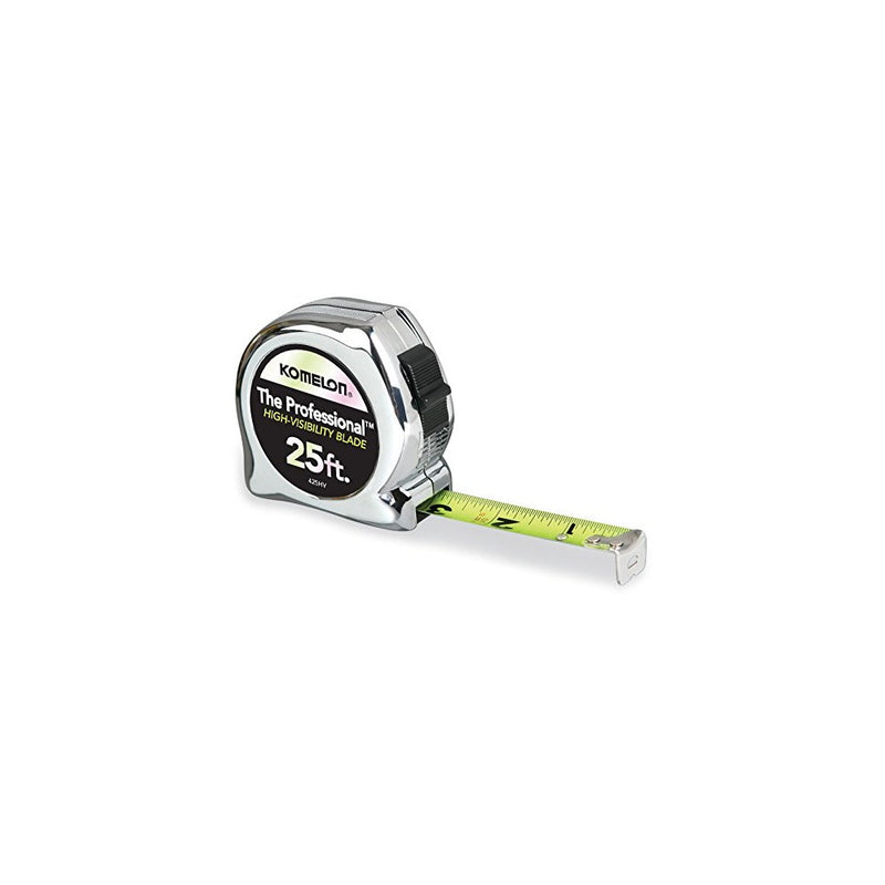 Komelon 425HV High-Visibility Professional Tape Measure, 25-Feet by 1-Inch, Chrome