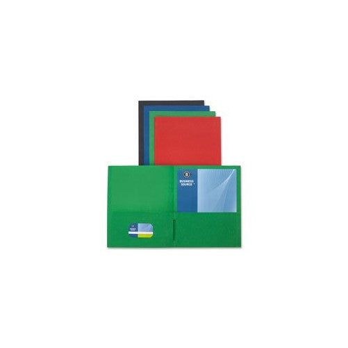 Business Source Double Pocket Portfolio - Green - Box of 25 (78493)