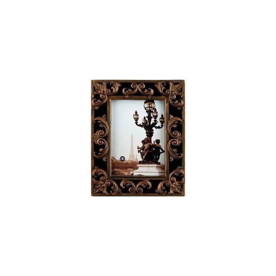 Burnes of Boston Baroque Scroll with Mirror, 5 by 7-Inch, Antiqued Bronze