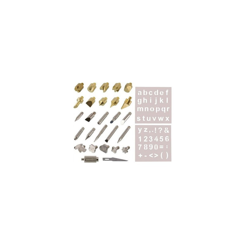 Hobby Wood Burning Tips With Stencils 28 PC Kit