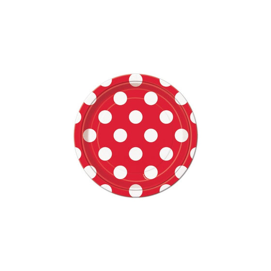 Red Polka Dot Paper Cake Plates, 8ct