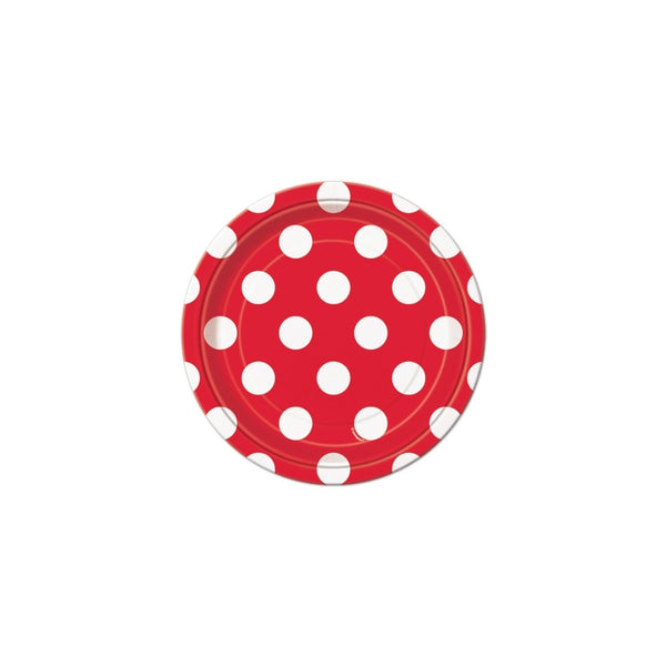 Red Polka Dot Paper Cake Plates, 8ct