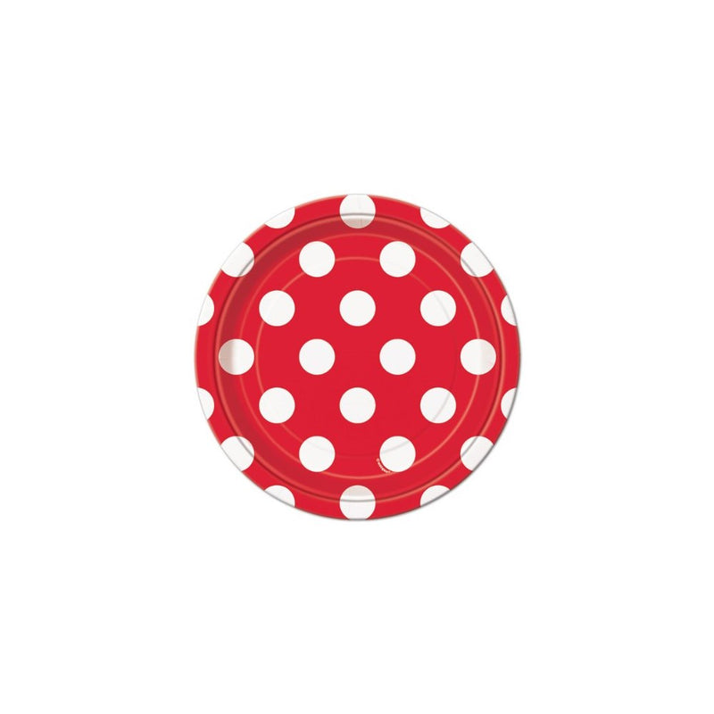 Red Polka Dot Paper Cake Plates, 8ct