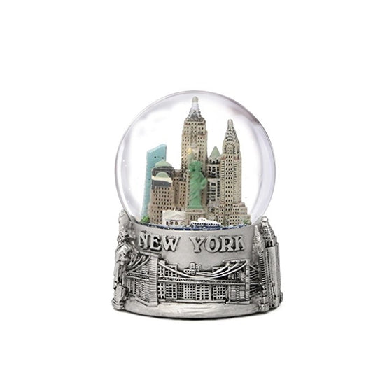 New York City Silver Lined Snow Globe 65mm NYC Souvenir Color Skyline Snow Globes 3.5"