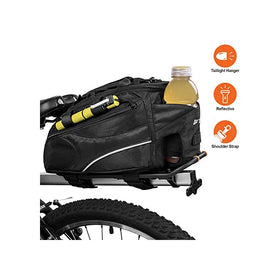 BV Bike Commuter Carrier Trunk Bag with Velcro Pump Attachment, Small Water Bottle Pocket & Shoulder Strap