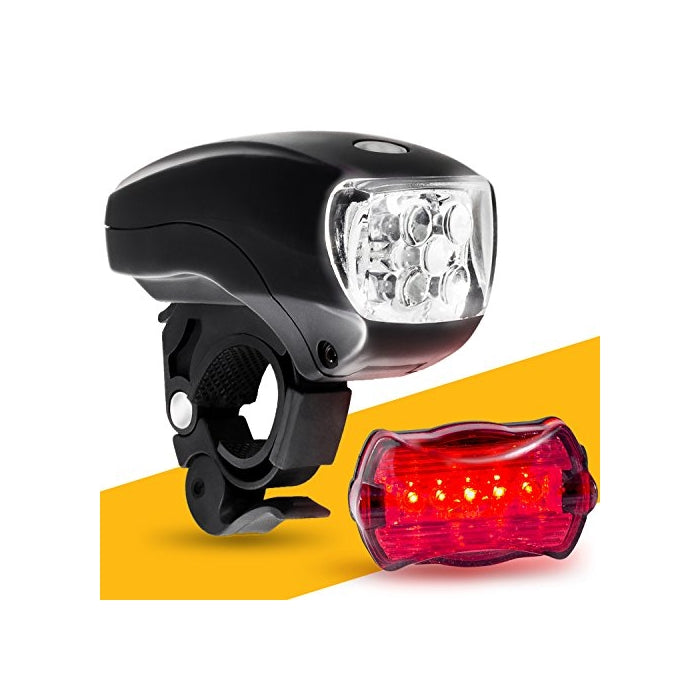 LED BIKE LIGHT SET. Bicycle headlight & taillight combo. Ultrabright 5 LED kit.. Use on bike or scooter. FREE high visibility reflectors.In BG Lights gift box as pictured