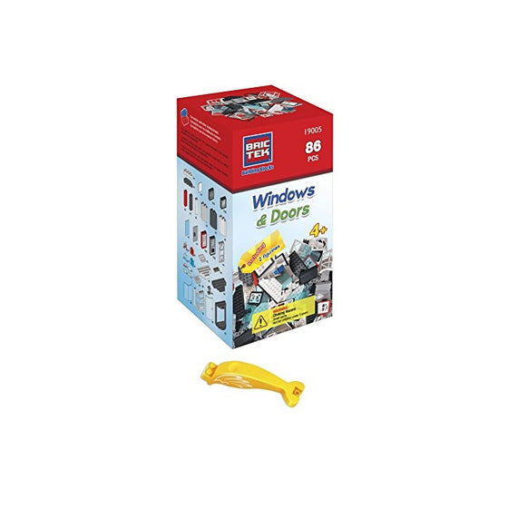 BRICTEK Windows & Doors 86pc Kit with 2 Figurines & Brick Remover (Compatible with Legos)