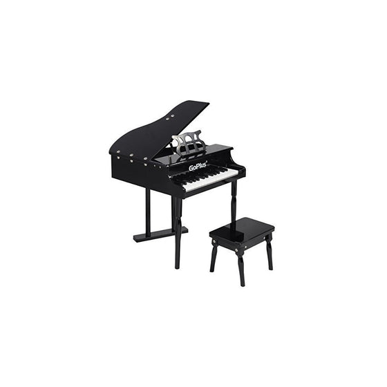 Goplus Wood Toy Grand Piano 30 Keys for Childs with Bench (Black)