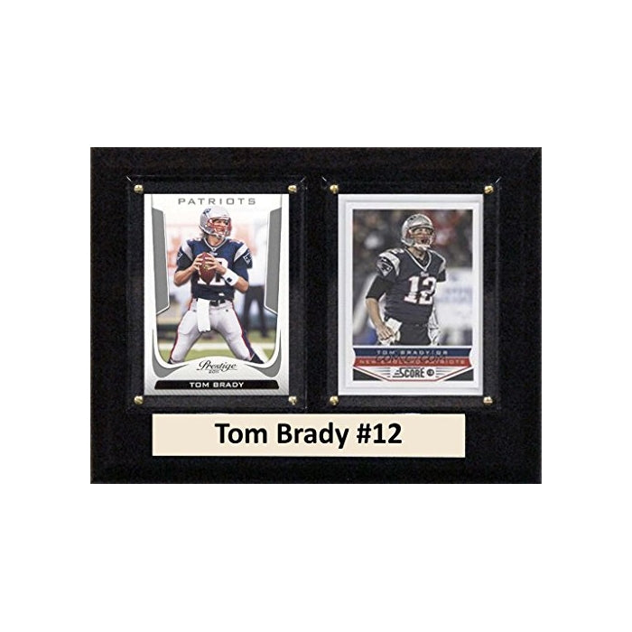 NFL New England Patriots Tom Brady Two Card Plaque, 6" x 8", Brown
