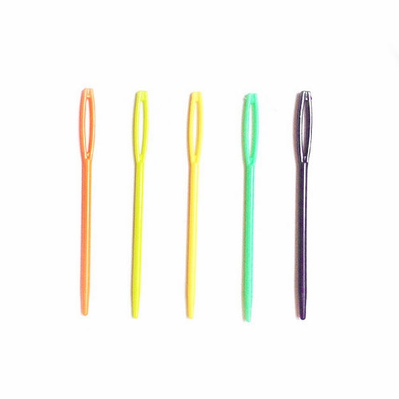 20 Pcs Mix Color 2.75" Plastic Large-Eye Needles Sewing Needles