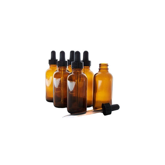 Eclectic Supply B37-24 Glass Bottles for Essential Oils with Glass Eye Dropper, 2 oz Capacity, Amber (Pack of 24)