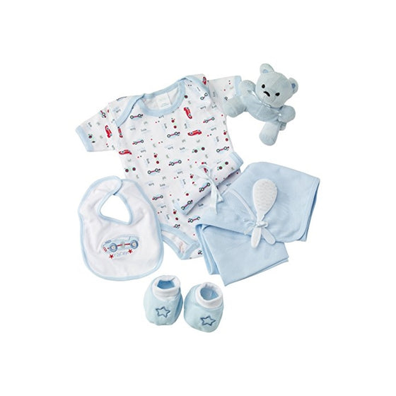 Big Oshi Baby Essentials Gift Basket 9-Piece Layette Set Infant up to 0-6 Months - Blue